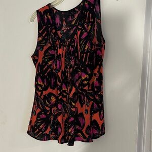 Worthington Sleeveless Top - Black, Pink, Orange Floral